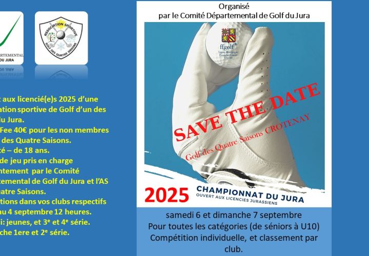 CHAMPIONNAT DU JURA Samedi 6 et Dimanche 7 SEPTEMBRE